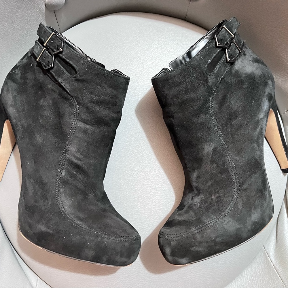 Sam Edelman Black Stilettos Suede Ankle Booties-size 8